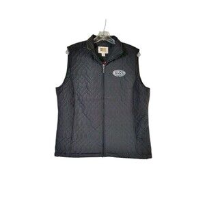 NHRA Black Quilted Vest by Main Gate Women's Large Zip-Up Sleeveless Drag Racing